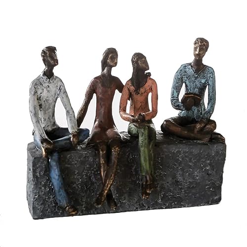 Casablanca Deko Skulptur Network - Statue aus Kunstharz mit Spruchanhänger - Freunde Familie - Deko Bronze/Mehrfarbig - Höhe 21 cm von Casablanca modernes Design