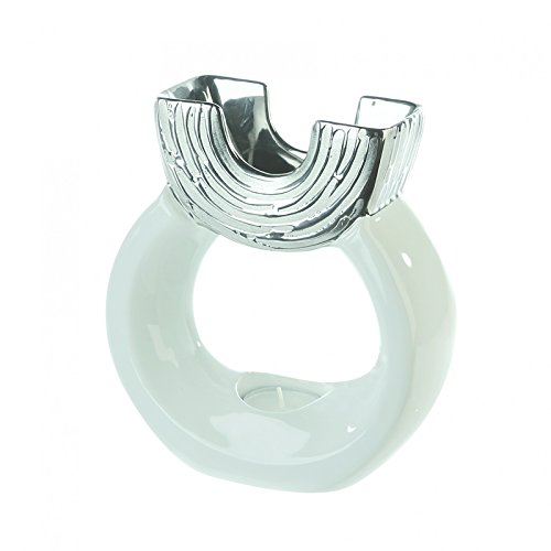 Casablanca - Duftlampe Aromabrenner Omega weiß Silber 17 cm, Keramik von Casablanca modernes Design