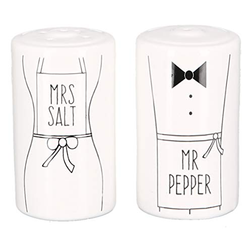 Casablanca Salz- und Pfefferstreuer Mrs. Salt & Mr. Pepper 2-teilig Höhe 8 cm, Geschenk, Hochzeit von Casablanca