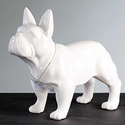 Casablanca - Skulptur, Figur, Dekofigur - französische Bulldogge - Keramik - Farbe: Weiß - Höhe: 29 cm von Casablanca