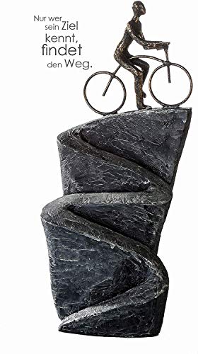Casablanca Deko Skulptur Figur Dekofigur - aus Kunstharz - Motiv: Aufwärts - Farben: Bronze Silber - Dekoration Fahrrad - Höhe 37 cm von Casablanca modernes Design