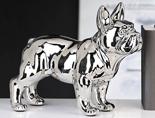 Casablanca - Skulptur, Figur - Bulldogge - Bulli - Silber - Höhe: 29 cm - Keramik von Casablanca