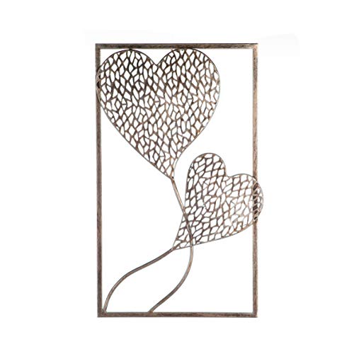 Casablanca - Wanddeko "2 Purley Hearts" - Metall - silber - antikfinish - 30 x 50cm von Casablanca