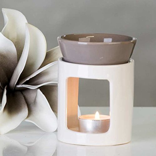 Duftlampe Aromabrenner DUO aus Keramik · weiß/grau Höhe 11 cm · Ø 8,5 cm von Casablanca