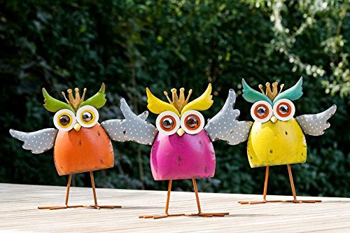 Figur crazy owl Eule 3 Eulen Gartenfigur für Garten Terrasse Balkon Eingangstür von Casablanca