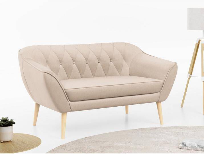 MKS MÖBEL Sofa PIRS-2 Sitzer, Set, Sofa 2-sitzer, T30-Schaum, Skandinavischer Stil, Gesteppte Polsterung, Holzbeine, beige, Beige Casablanca von Casablanca