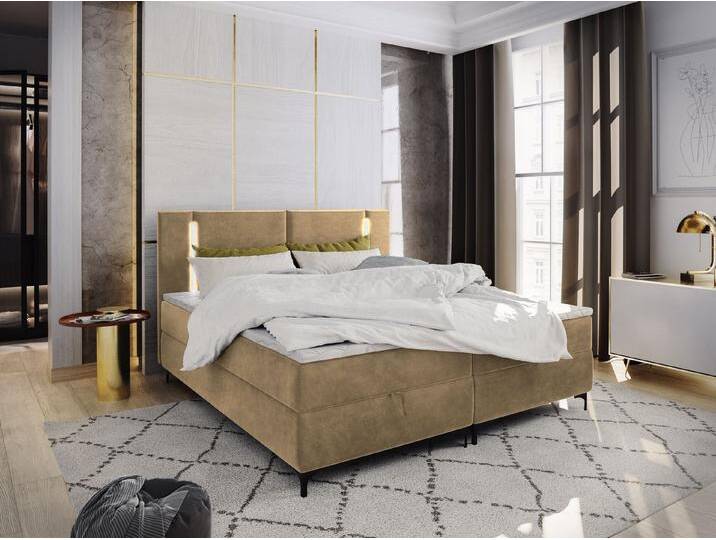 Masseno Boxbett ALBA 140x200 cm mit Bonell Matratze und Topper, beige, CASABLANCA 04 von Casablanca