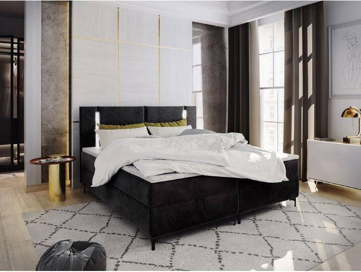 Masseno Boxbett ALBA 140x200 cm mit Bonell Matratze und Topper, schwarz, CASABLANCA 16 von Casablanca