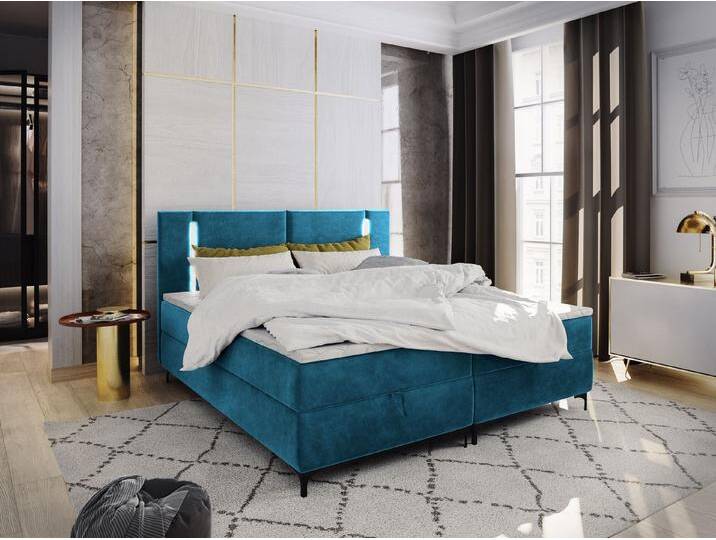 Masseno Boxbett ALBA 160x200 cm mit Bonell Matratze und Topper, blau, CASABLANCA 13 von Casablanca