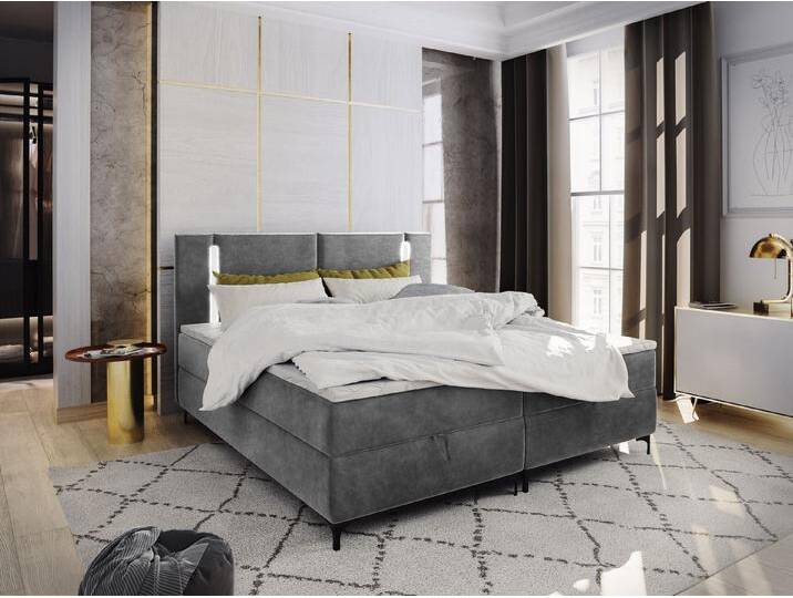 Masseno Boxbett ALBA 160x200 cm mit Bonell Matratze und Topper, grau, CASABLANCA 14 von Casablanca