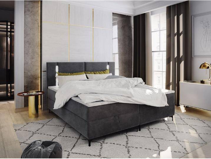 Masseno Boxbett ALBA 160x200 cm mit Bonell Matratze und Topper, grau, CASABLANCA 15 von Casablanca