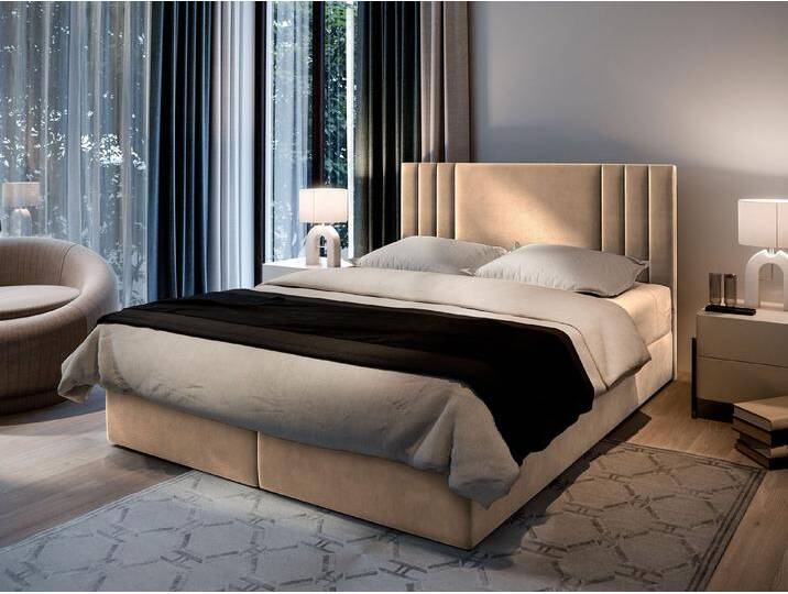 Masseno Boxbett BRES 140x200 cm mit Bonell Matratze und Topper, beige, CASABLANCA 04 von Casablanca