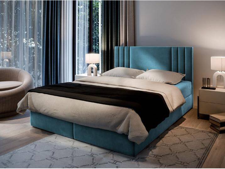 Masseno Boxbett BRES 140x200 cm mit Bonell Matratze und Topper, blau, CASABLANCA 13 von Casablanca