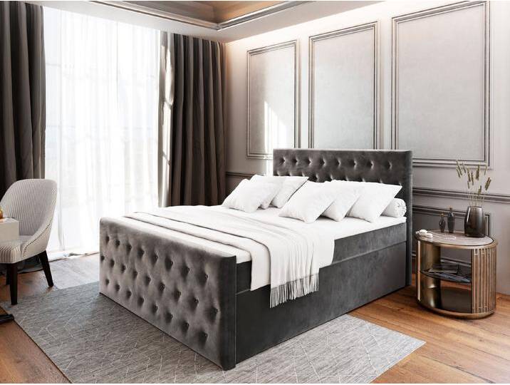 Masseno Boxbett FONDI 140x200 cm mit Bonell Matratze und Topper, grau, CASABLANCA 15 von Casablanca