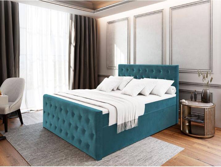 Masseno Boxbett FONDI 180x200 cm mit Bonell Matratze und Topper, blau, CASABLANCA 13 von Casablanca