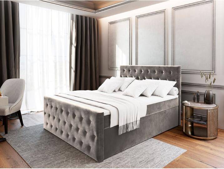 Masseno Boxbett FONDI 180x200 cm mit Bonell Matratze und Topper, grau, CASABLANCA 14 von Casablanca