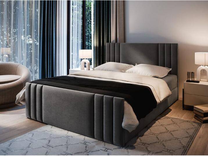 Masseno Boxbett KANES 160x200 cm mit Bonell Matratze und Topper, grau, CASABLANCA 15 von Casablanca