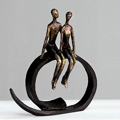 Casablanca Deko Skulptur Figur - Statue Paarfigur aus Kunstharz - Geschenk Geburtstagsgeschenk - Farbe: Bronze Schwarz- Höhe 35 cm von Casablanca modernes Design
