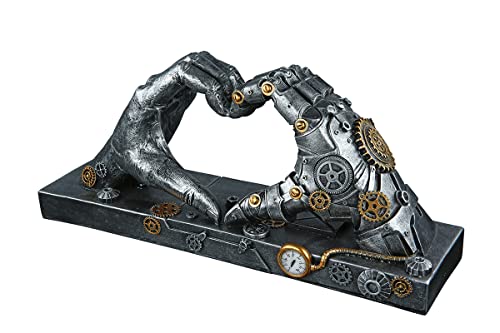 Casablanca Skulptur Love Steampunk Hand Herz silberfarben antikfinish mit kupferfarbenen Elementen, Höhe 16 cm, 37049 von Casablanca modernes Design