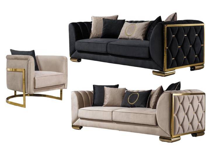 Villa Möbel Polstergarnitur Casablanca, (Set, 3-tlg), Handmade Quality,strapazierfähiger,pflegeleichter Mikrofaserstoff, 2 Sitzer+2 Sitzer+Sessel von Casablanca