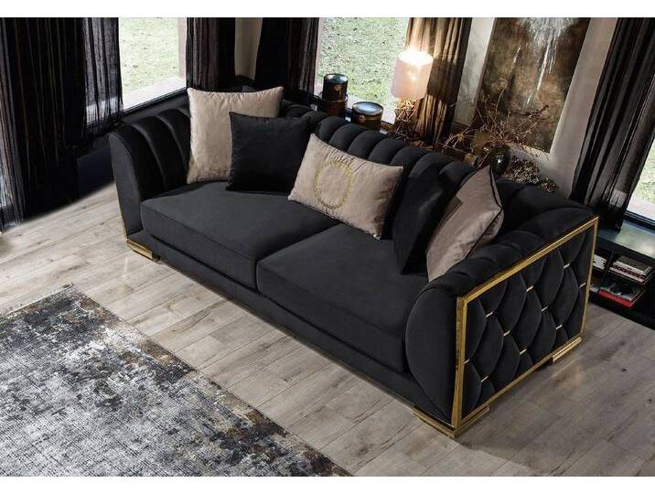 Villa Möbel Sofa Casablanca, Set, Handmade Quality,strapazierfähiger,pflegeleichter Mikrofaserstoff, 2-Sitzer, Anthrazit von Casablanca