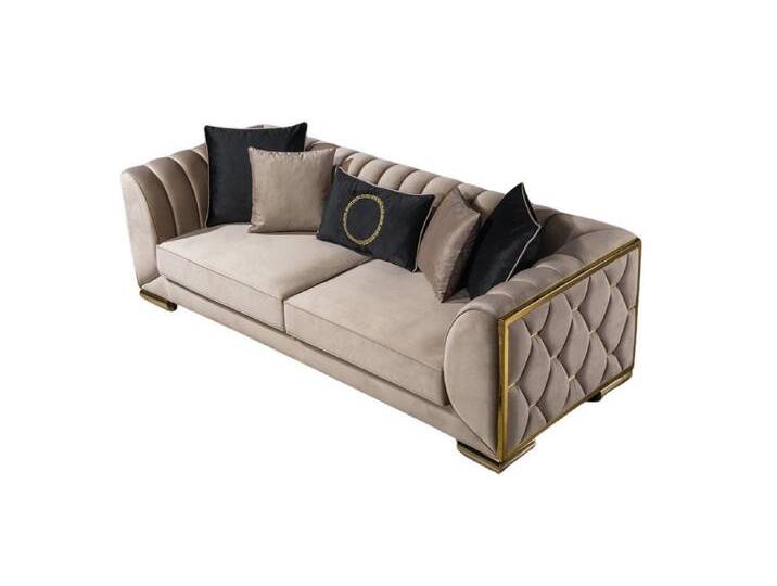 Villa Möbel Sofa Casablanca, Set, Handmade Quality,strapazierfähiger,pflegeleichter Mikrofaserstoff, beige, 3-Sitzer, Beige von Casablanca