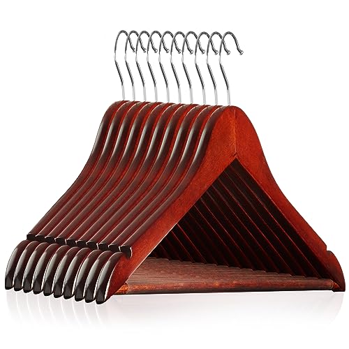 Casafield - 10 Kirschholz-Anzugbügel – Premium Lotusholz mit Kerben und verchromtem Drehhaken für Kleider, Mäntel, Jacken, Hosen, Hemden, Röcke von Casafield