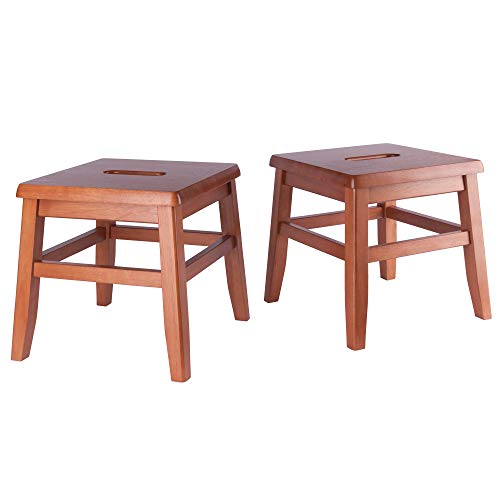 Casafoyer Kaya 2er Set Küchenhocker aus Holz | Leicht und robust | Weiche Teakholzoberfläche | 30,5 x 30,5 x 30,5 cm (HxBxT) | Tragbar und praktisch von Casafoyer