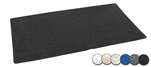 Casalanas | Modell Fontechiari | doppelseitiger Badteppich | Schwerer Badvorleger | Badematte aus 100% Natur-Baumwolle | Bade-Matte 100x60cm | Badezimmerteppich in Farbe Schwarz von Casalanas