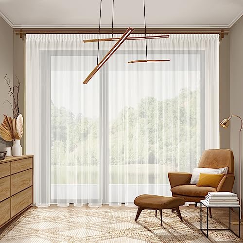 Casalini Milano Gardinen mit Kräuselband und Bleiband Weiße Vorhangschals aus halbtransparentem Voile für eine Moderne und luftige Fensterdekoration mit Zeitloser Eleganz (120cm x 150cm (LxB)) von Casalini Milano