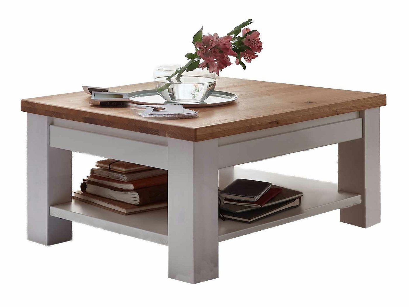 Casamia Couchtisch Couchtisch Olbia 65x65cm Pinie Nordica weiß u. Wildeiche natur massiv Casamia Couchtisch Couchtisch Olbia 65x65cm Pinie Nordica weiß u. Wildeiche natur massiv von Casamia