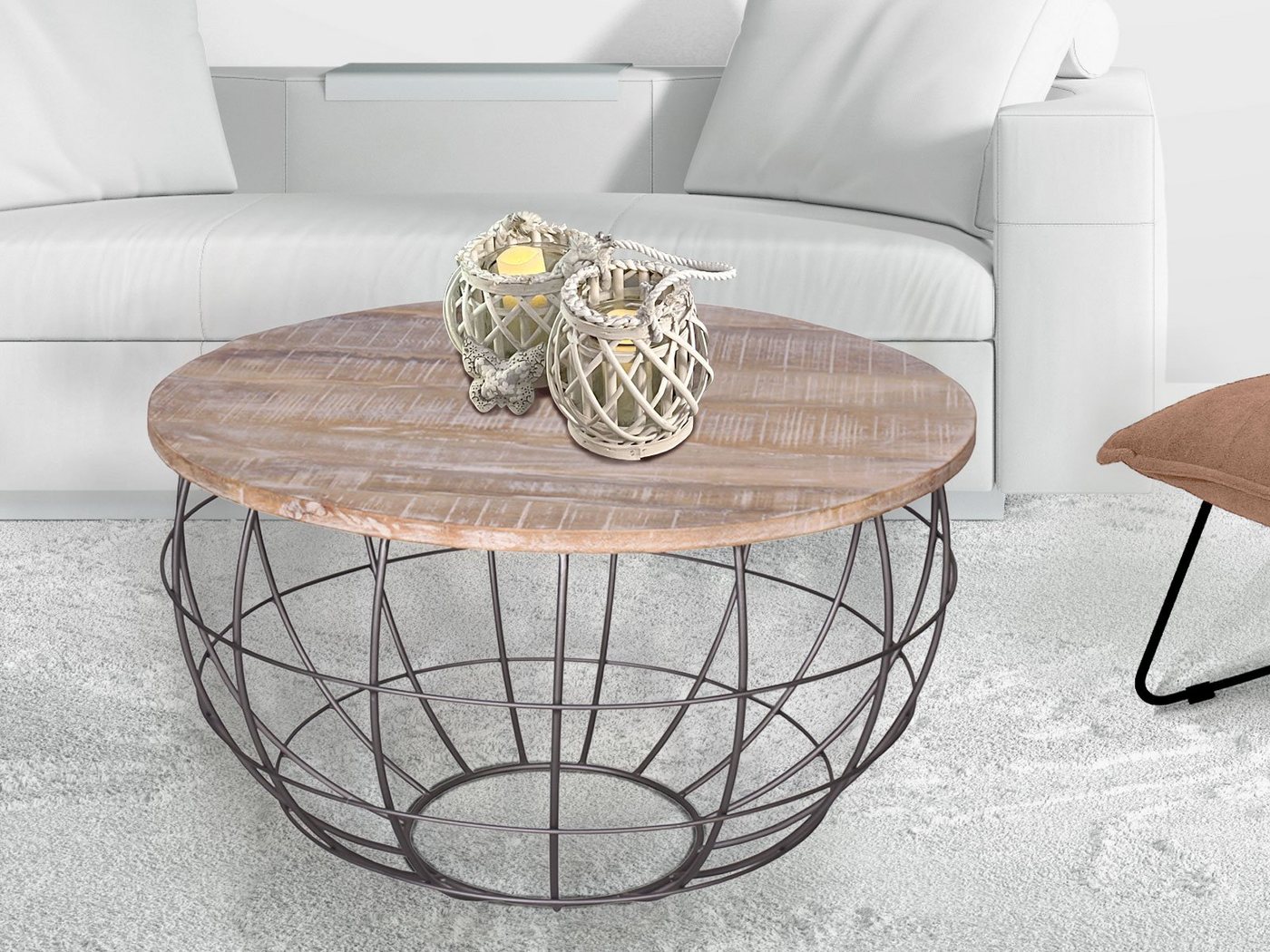Casamia Couchtisch Couchtisch nachhaltig rund ø 75 cm Wohnzimmer-Tisch Massivholz London von Casamia