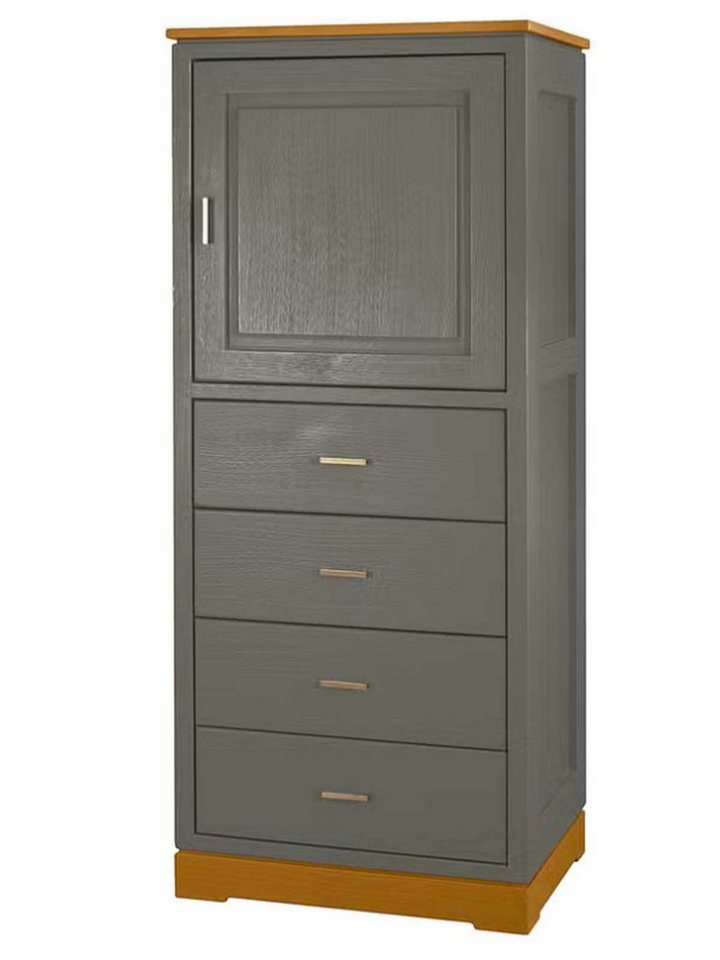 Casamia Highboard Highboard Casaventi 1-türig 4 Schubladen Pinie Massivholz von Casamia