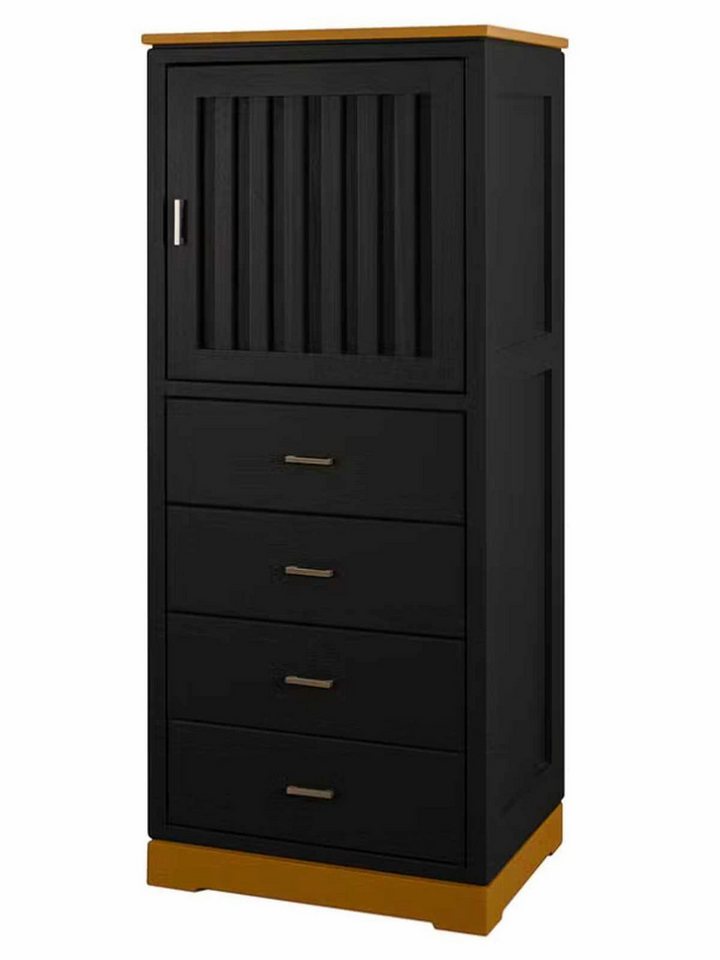 Casamia Highboard Highboard Casaverde 1-türig 4 Schubladen Pinie Massivholz von Casamia