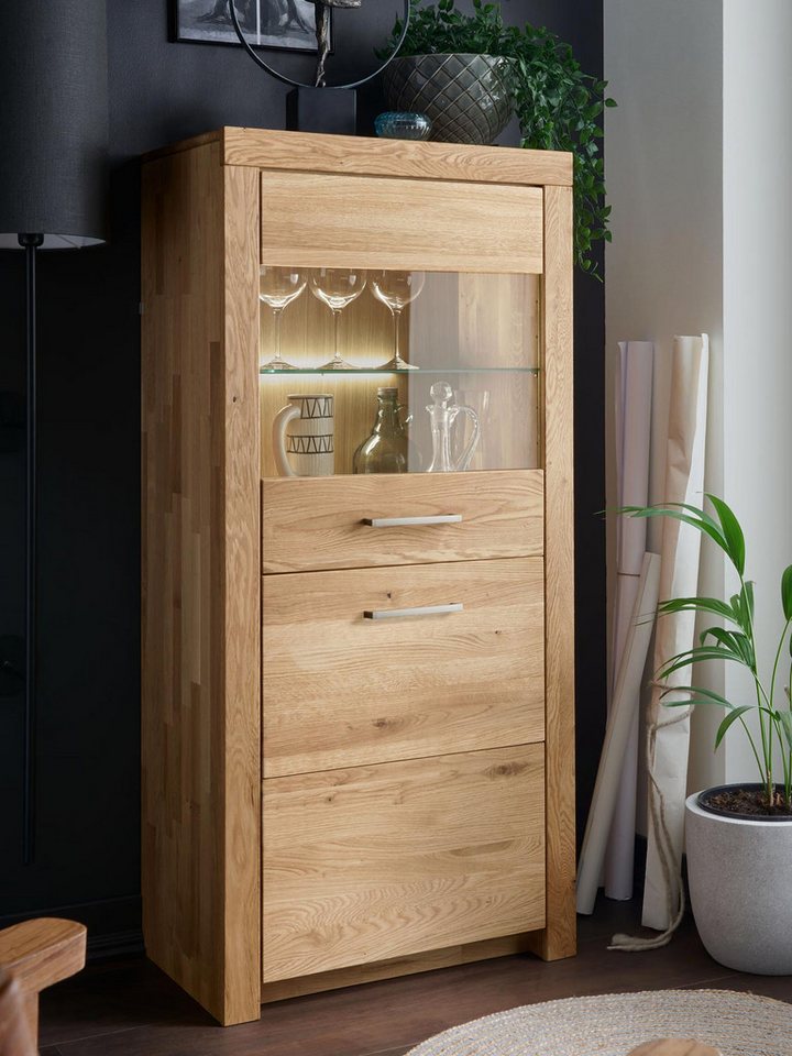 Casamia Highboard Highboard Massivholz Hochanrichte B65 H141cm Faro Wildeiche massiv von Casamia