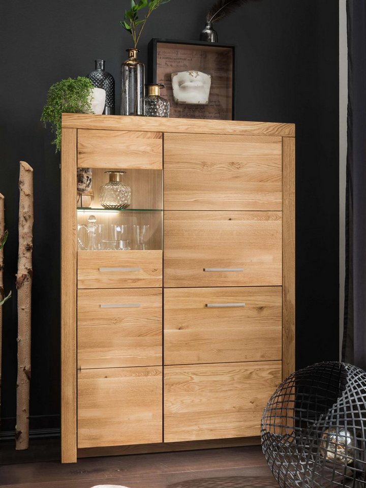 Casamia Highboard Hochanrichte Highboard Massivholz B102 H141cm Faro Wildeiche massiv von Casamia