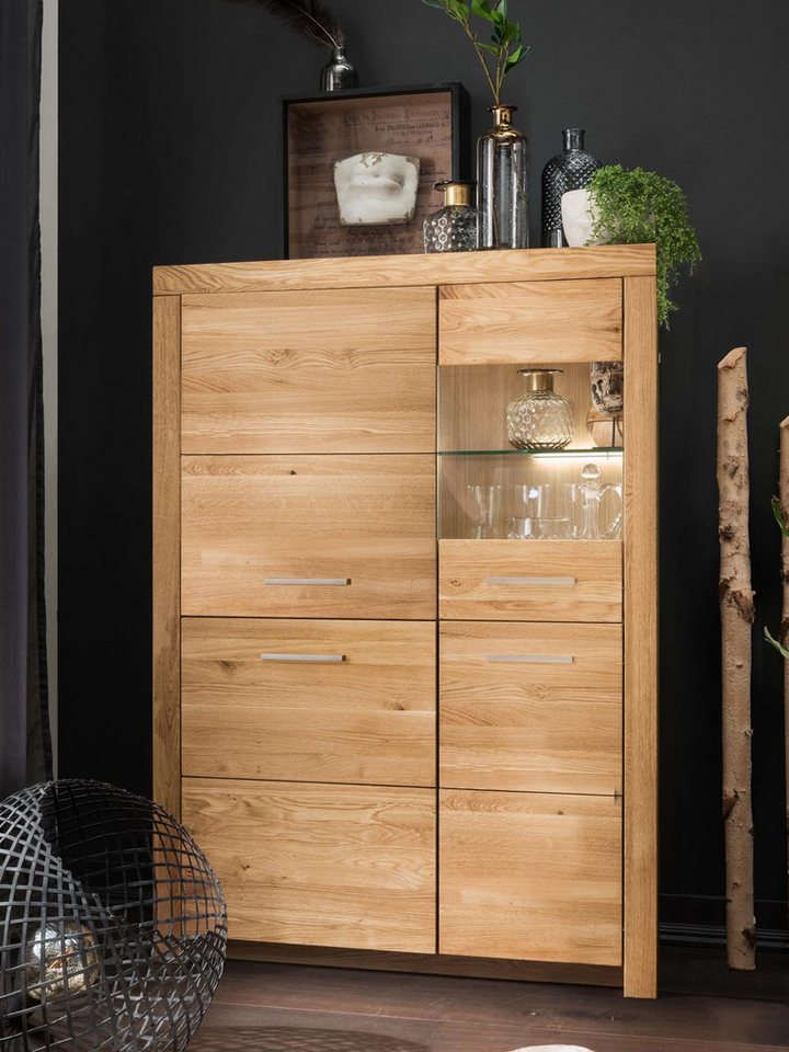 Casamia Highboard Hochanrichte Highboard Massivholz B102 H141cm Faro Wildeiche massiv von Casamia