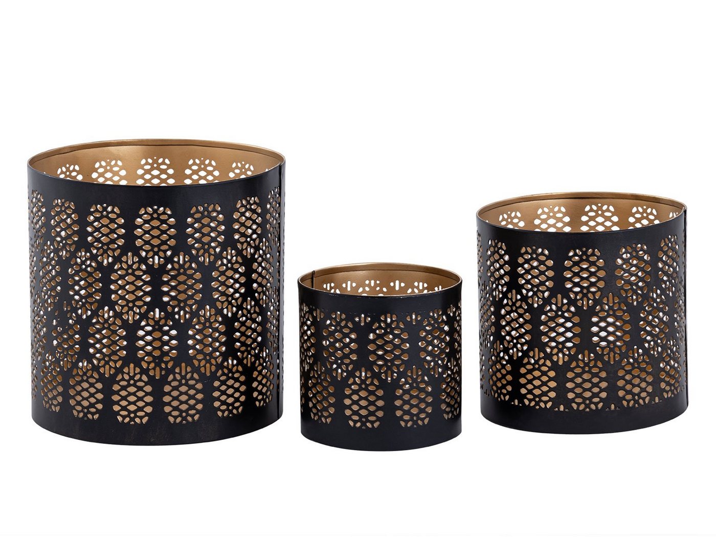 Casamia Kerzenhalter Kerzenhalter Orient 3er Set Teelichthalter Kerzenständer schwarz gold (3 St) von Casamia