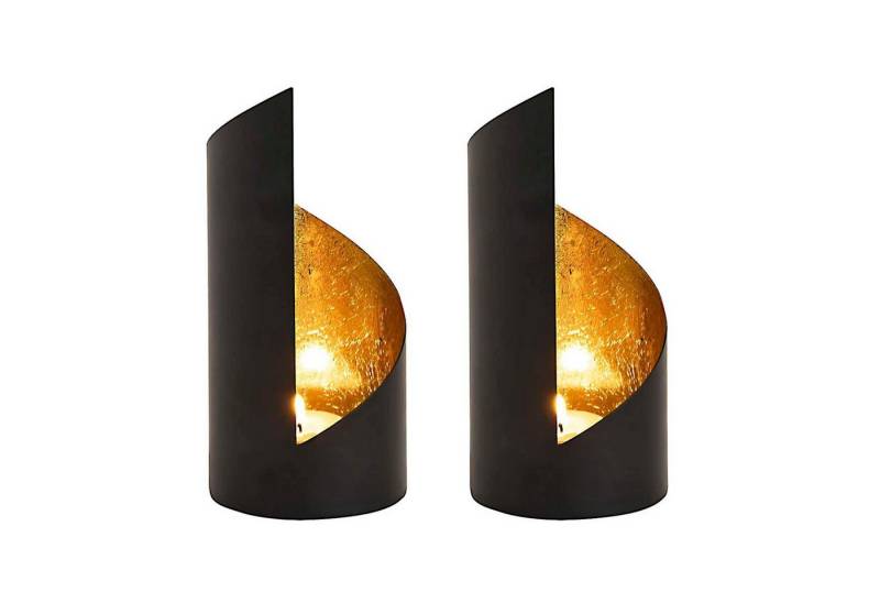 Casamia Kerzenhalter Kerzenhalter Set 2-teilig Teelichthalter Kevin zylindrisch schwarz mat (2 St) von Casamia