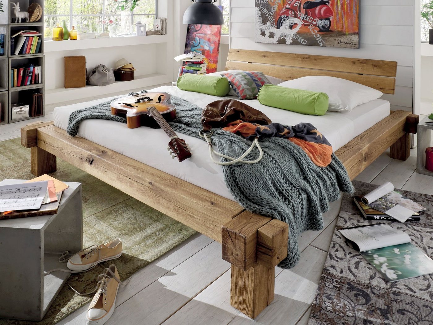 Casamia Massivholzbett Bett Doppelbett Balkenbett Jugendbett Lana 140/160/180x200cm Wildeiche Casamia Massivholzbett Bett Doppelbett Balkenbett Jugendbett Lana 140/160/180x200cm Wildeiche von Casamia