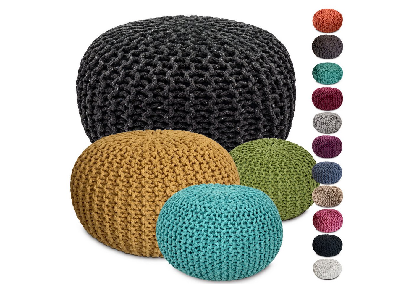 Casamia Pouf Pouf Ø 55 o. 45 cm Strickhocker Sitzpouf Bodenkissen nachhaltig von Casamia