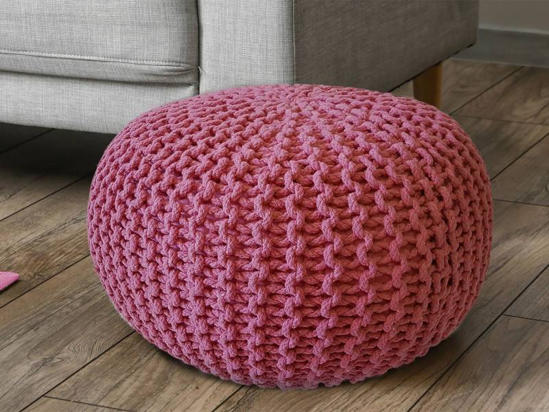 Casamia Pouf Pouf Sitzhocker Strick Jute Velour Strickhocker Bodenkissen nachhaltig von Casamia