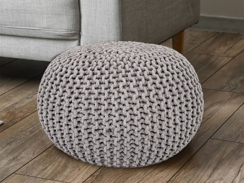 Casamia Pouf Pouf Sitzhocker Strick Jute Velour Strickhocker Bodenkissen nachhaltig von Casamia
