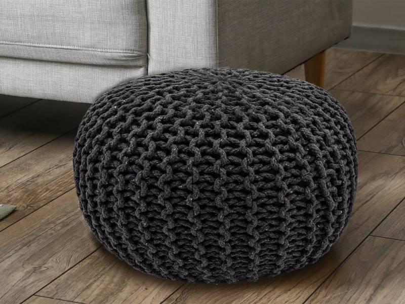 Casamia Pouf Pouf Sitzhocker Strick Jute Velour Strickhocker Bodenkissen nachhaltig von Casamia