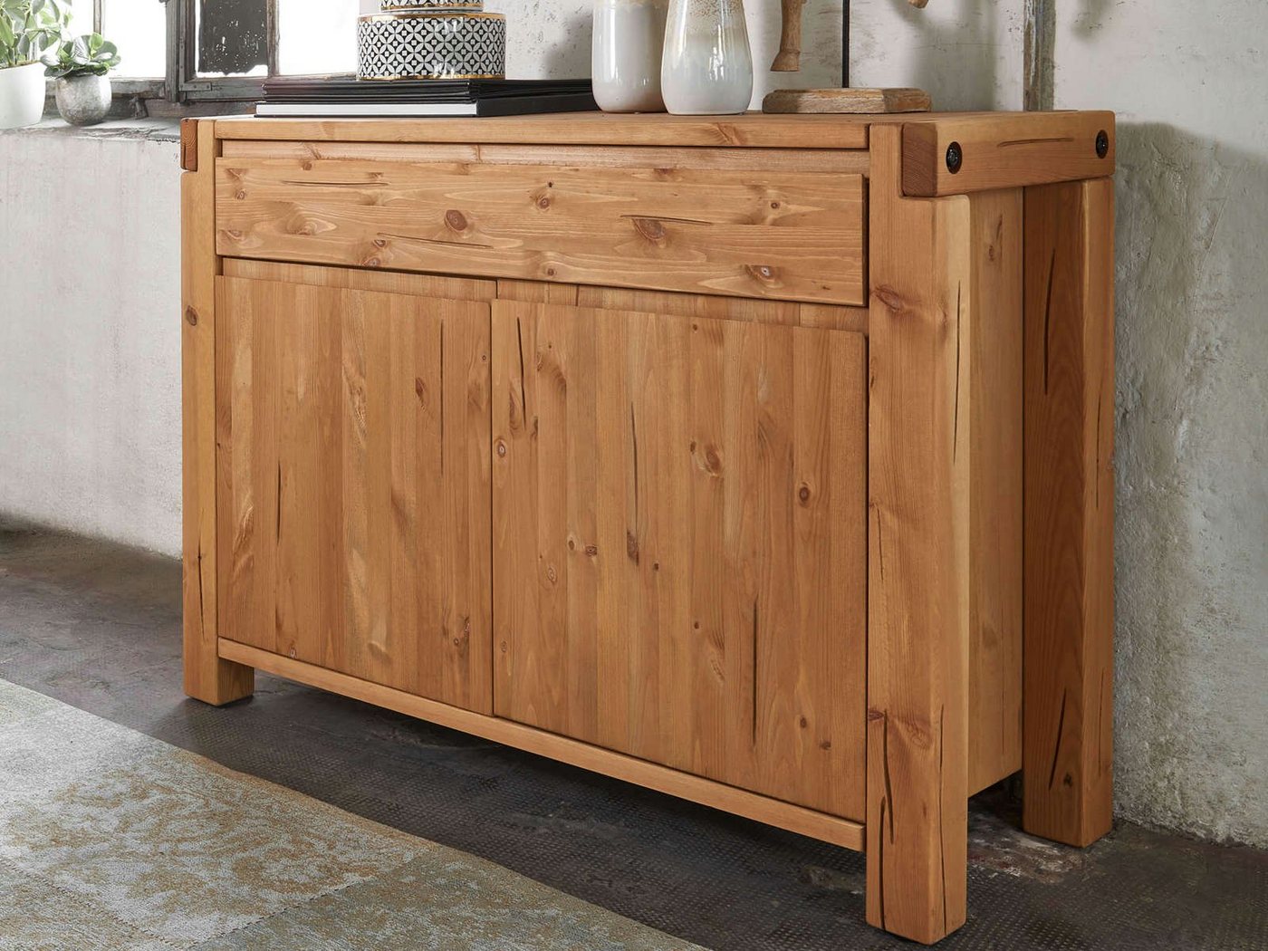 Casamia Sideboard Kommode Sideboard 122x88x44cm Anrichte Casaletta Pinie Nordica massiv von Casamia