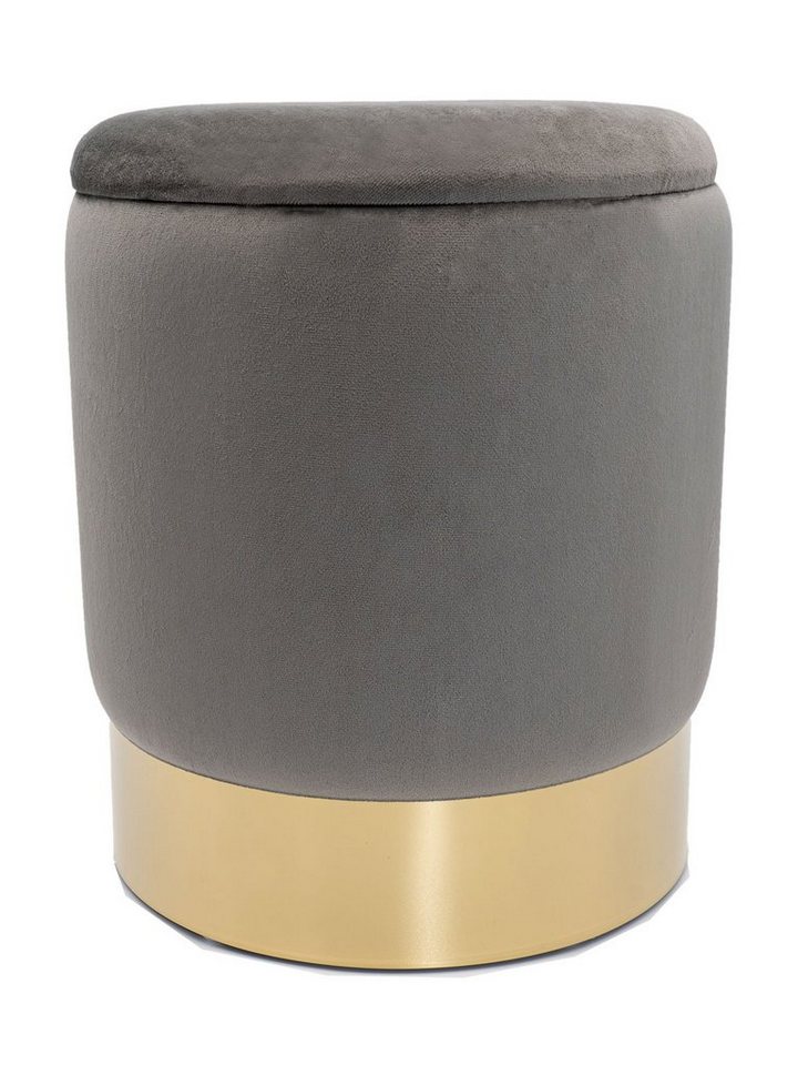 Casamia Sitzhocker Samthocker mit Stauraum Ø 31 H 38 cm Deko Hocker Samt gold Hocker Schm von Casamia