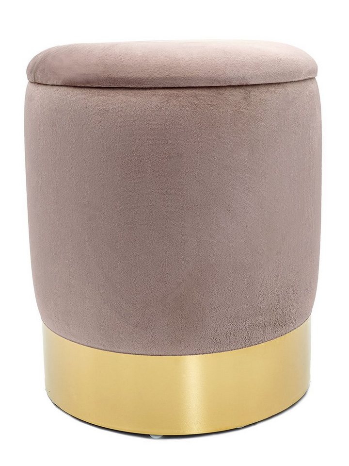 Casamia Sitzhocker Samthocker mit Stauraum Ø 31 H 38 cm Deko Hocker Samt gold Hocker Schm von Casamia