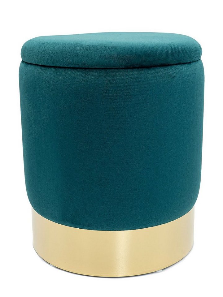 Casamia Sitzhocker Samthocker mit Stauraum Ø 31 H 38 cm Deko Hocker Samt gold Hocker Schm von Casamia