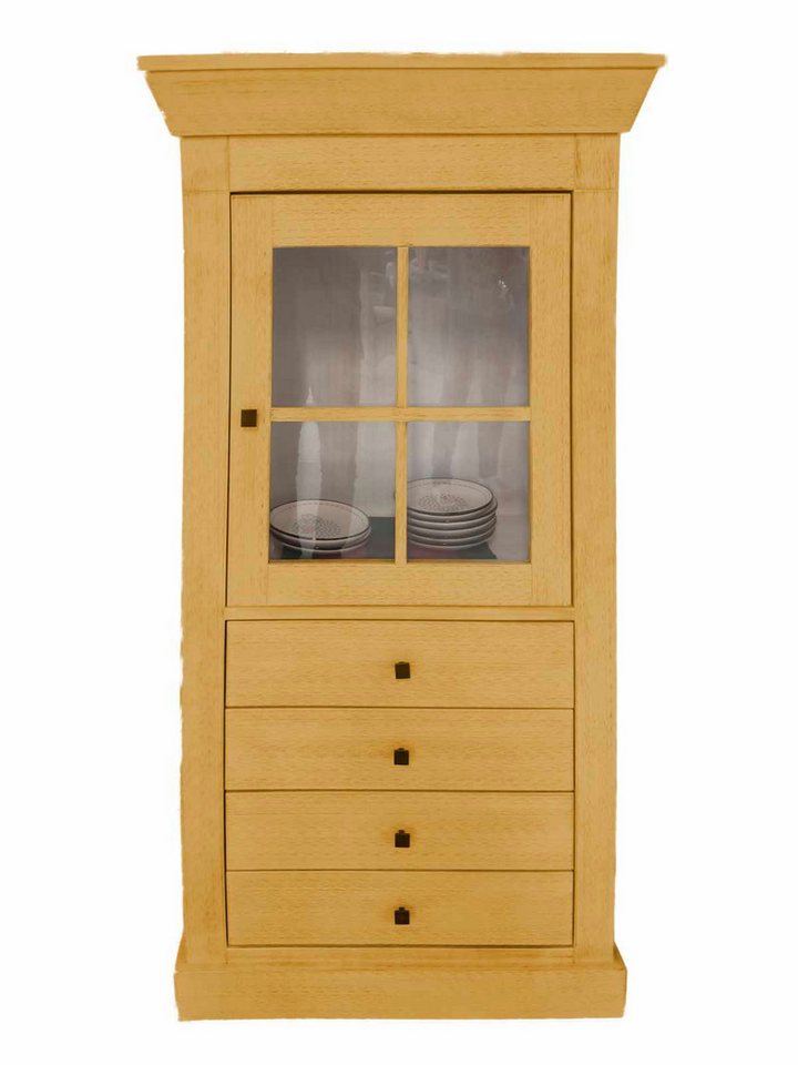 Casamia Vitrine Vitrine Glas-Vitrine Standvitrine 1-türig Santos 151x82cm Massivholz von Casamia