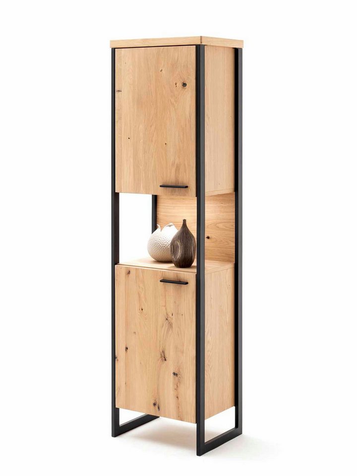 Casamia Vitrine Vitrine Sintra schmal 2-türig Stauraumelement Balkeneiche Bianco geölt von Casamia